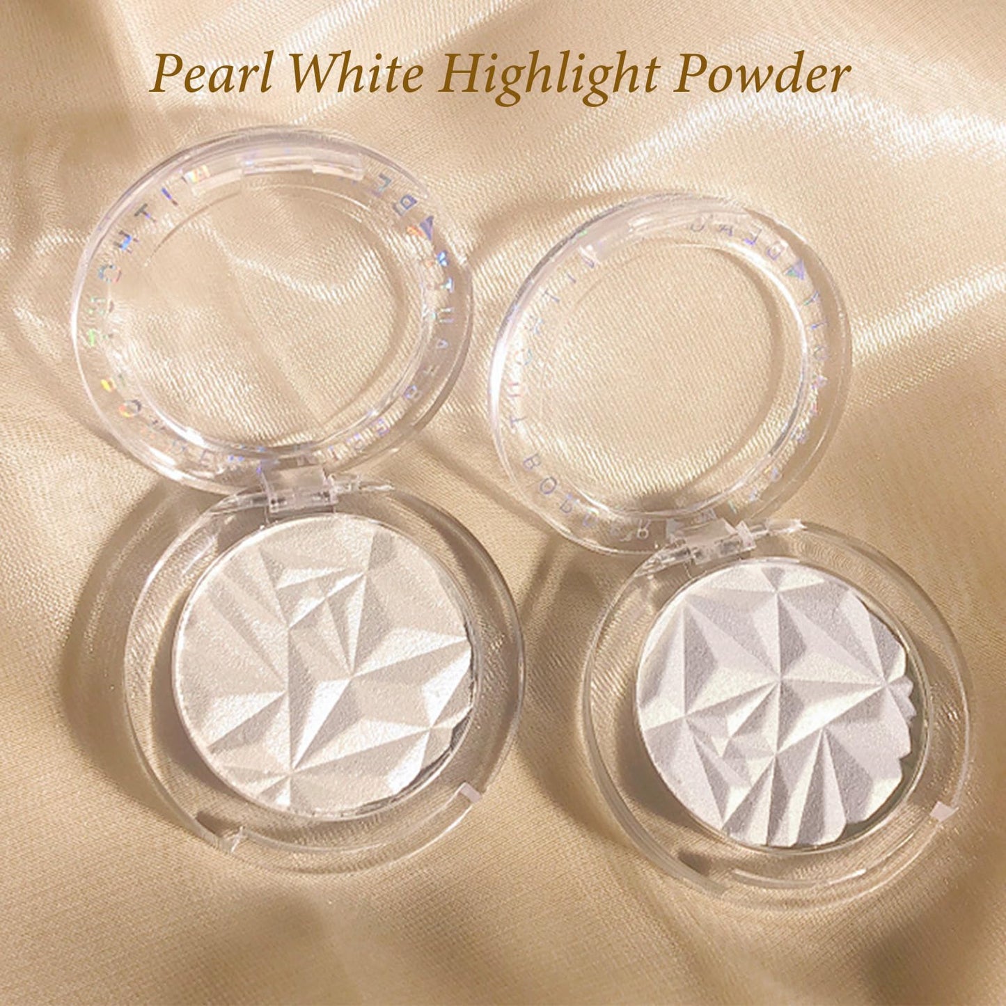 LYNTYAOU Highlighter Powder Makeup Palette, Diamond Shine Highlighter, Face Highlighter Palette, Long Lasting Lightweight Shimmer Colors for Highlighting and Contouring (Pearl White)