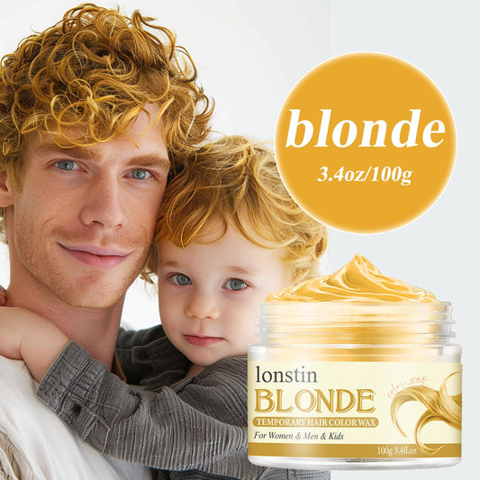 lonstin Gold Temporary Hair Styling Putty - Washable Hair Colour Wax for Men & Women - Non-Sticky Hair Clay for Natural Look - 24-Hour Hold, Easy to Wash Out (100g)