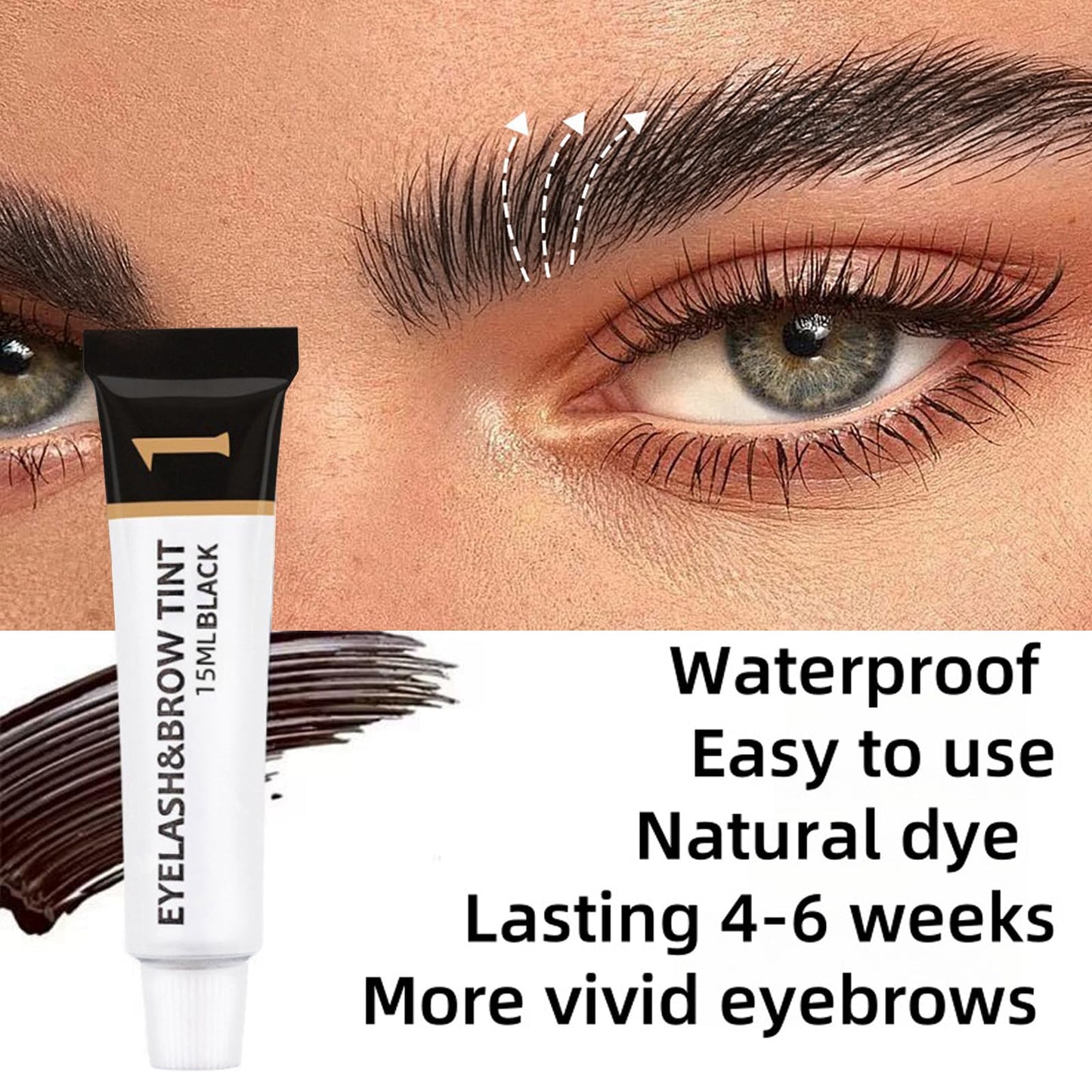 AuraAnge Eyebrow & Eyelash Tint Kit, Black Eyebrow Dye, Semi-Permanent Eyelash Tint, Volume Lashes & Full Brows Last 4 Weeks, Fast & Easy Application with All Tools, Sensitive Skin Friendly, 30ml
