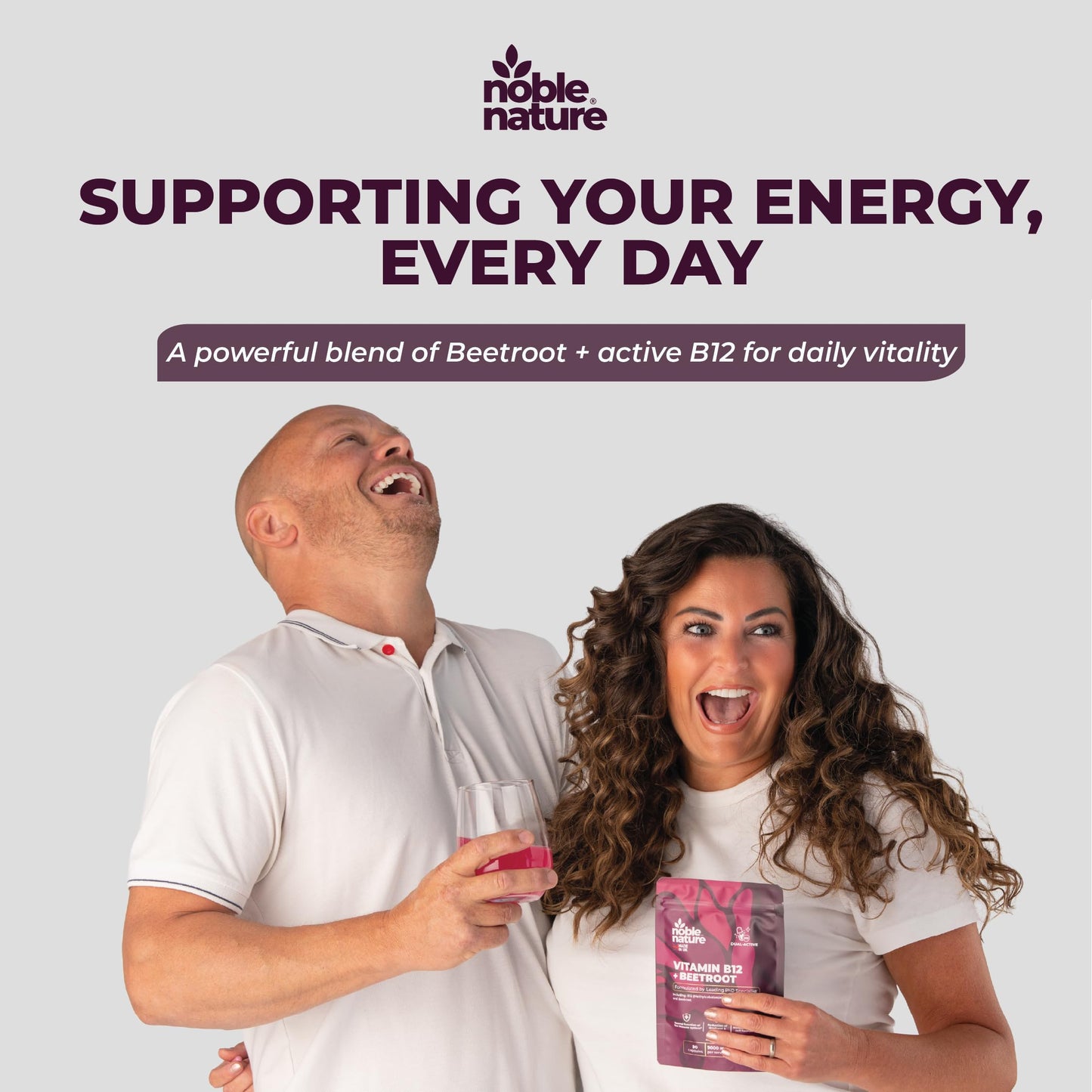 NobleNature Beetroot & Vitamin B12 Complex – 9000mg Beetroot + 1000mcg Dual B12 (Methylcobalamin & Adenosylcobalamin) – Energy & Immune Support – 90 Capsules – UK Made (90)