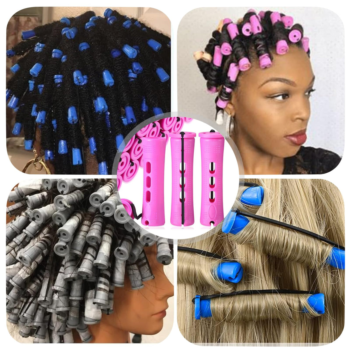 Honicemar 30 Pcs Perm Rollers Set for Long & Short Hair - 0.74 Inch Large Cold Wave Rods, DIY Curling Tools for Natural Hairstyles, Hair Curling Rods for Home or Salon Styling