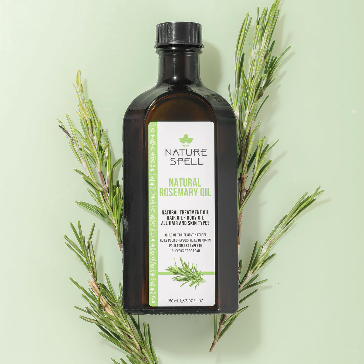Nature Spell Rosemary Oil for Hair Growth with Scalp Massager, Pre-Diluted Scalp Oil Stimulates Growth & Strengthens Dry, Damaged Strands, Vegan, For All Hair Types & Textures, 150ml
