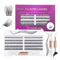 ocean pearl Ocean Pearl Cluster Lashes Kit 120PCS Lashes Individual Cluster 10-16mm DIY Lash Extension Kit Natural Eyelash Clusters Thin Band False Eyelashes Lash Clusters Kit with Bond and Seal-DM23