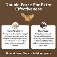 Purolabs Lions Mane Mushroom Extract Supplement 1500mg - 60 High Strength Vegan Capsules with Black Pepper - Made in The UK by Purolabs