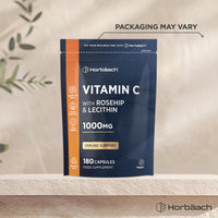 Horbäach Liposomal Vitamin C 1000mg with Rosehip | 180 Capsules | High Strength Vitamin C as Ascorbic Acid with Added Rosehip and Sunflower Lecithin | Vegan Supplement | By Horbaach