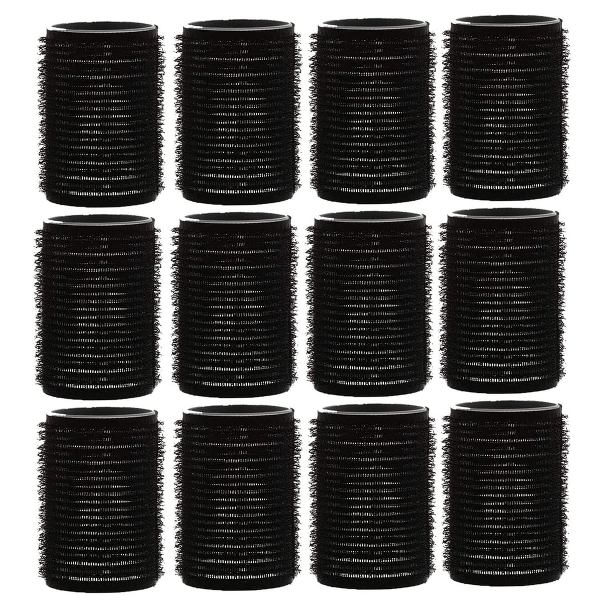 AKH® Hair Rollers | Pack of 12 | Black Large Hair Rollers 30mm | For Short And Long Hair Salon Hairdressing, Hair Styling, Waves and Curles | Self Grip Holding Rollers For Men Women Kids |Curling Tool