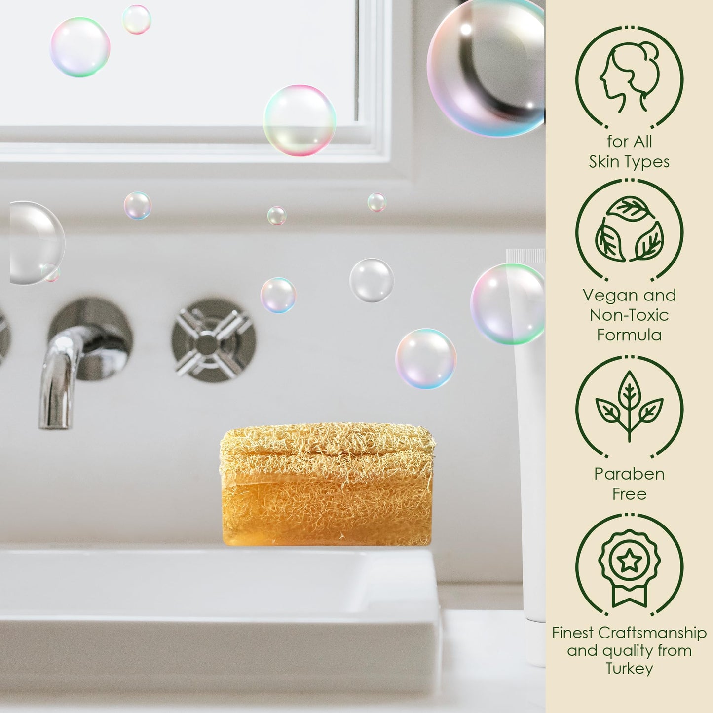 STORELUXY 2-Pack 260gr Rice Extract Soap Bar With Pumpkin Fiber Natural Handmade Loofah | Oil Balance, Dark Spots, Blackheads and Acne, Vitamins B and E, Anti-Aging, Reduces Sunspots and Freckles