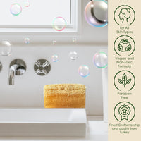 STORELUXY 2-Pack 260gr Rice Extract Soap Bar With Pumpkin Fiber Natural Handmade Loofah | Oil Balance, Dark Spots, Blackheads and Acne, Vitamins B and E, Anti-Aging, Reduces Sunspots and Freckles