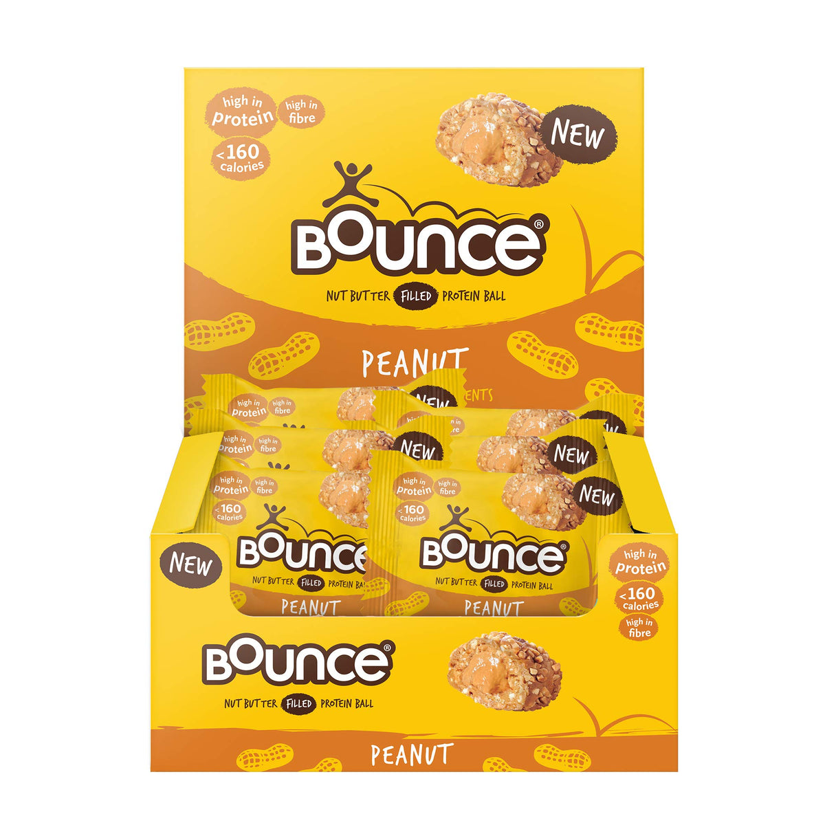 Bounce Protein Peanut Balls, Filled With A Nut Butter Centre, 12 x 35g Individual Protein Balls