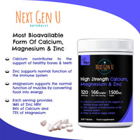 NGU Calcium Magnesium Zinc Essential Mineral Supplement 240 Vegan Caplets for Immune Support and Bone Strength for Adults Women and Men