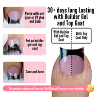 NOVO OVO Short Toe Nail Tips Black French Tip Press on with Moon Curve, BERRY PINK Thick Sharp Square Toenail Extension, Soft Gel False Nail Kit, Need Builder Gel Top Coat, No Glue Included x15 Sizes 240 pcs