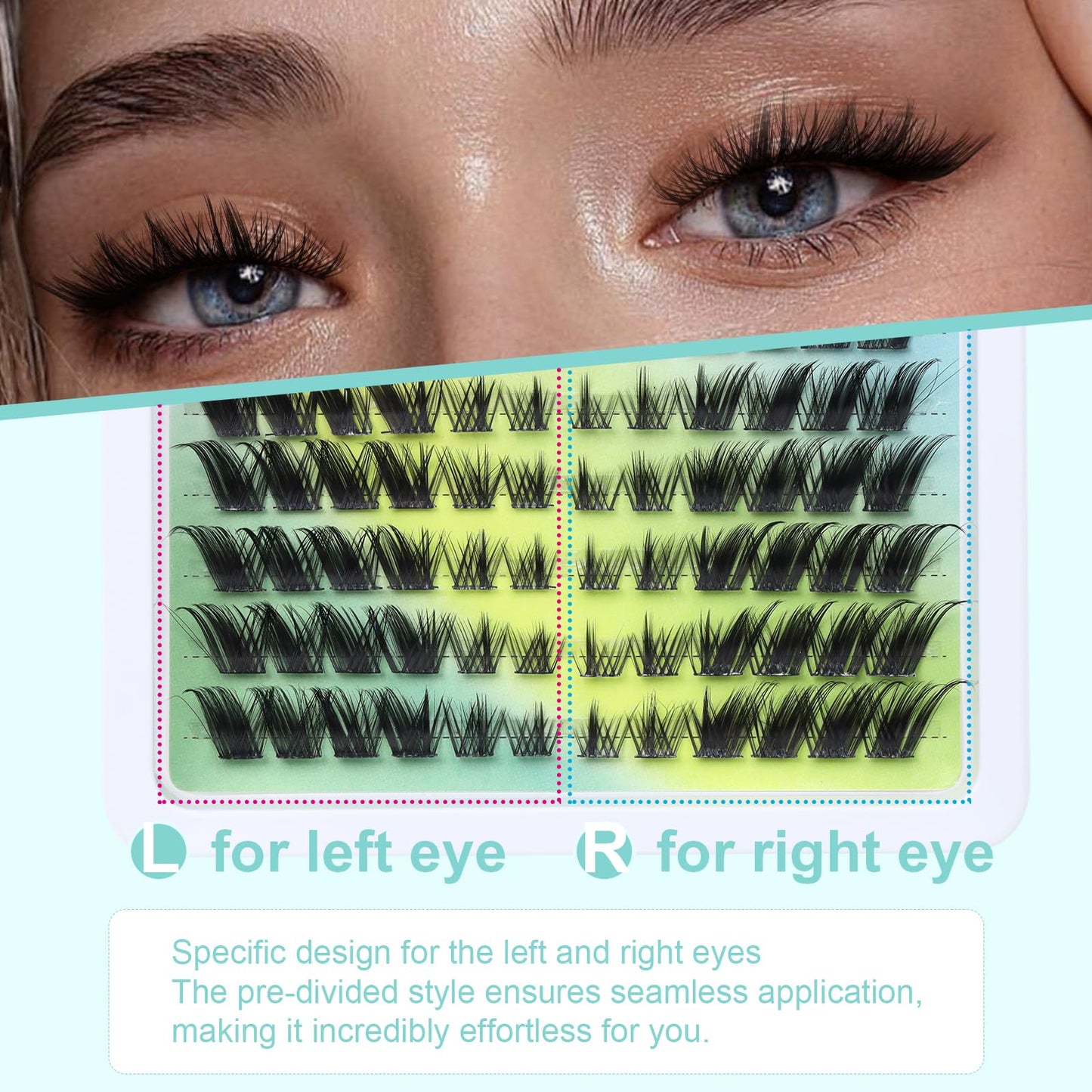Obeyalash Cat Eye Cluster Lashes C Curl Wispy Lash Clusters Natural Look 144pcs Eyelash Individuals Fox Eye Lashes Individual Cluster DIY Eyelash Extensions