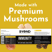 B-YOND Performance Mushroom Complex Supplements for Immune Support - Premium Lion’s Mane Mushroom Supplement Capsules with Chaga, Maitake & Reishi Mushroom - Supplement for Women & Men by B-Yond Performance, 60 Capsules