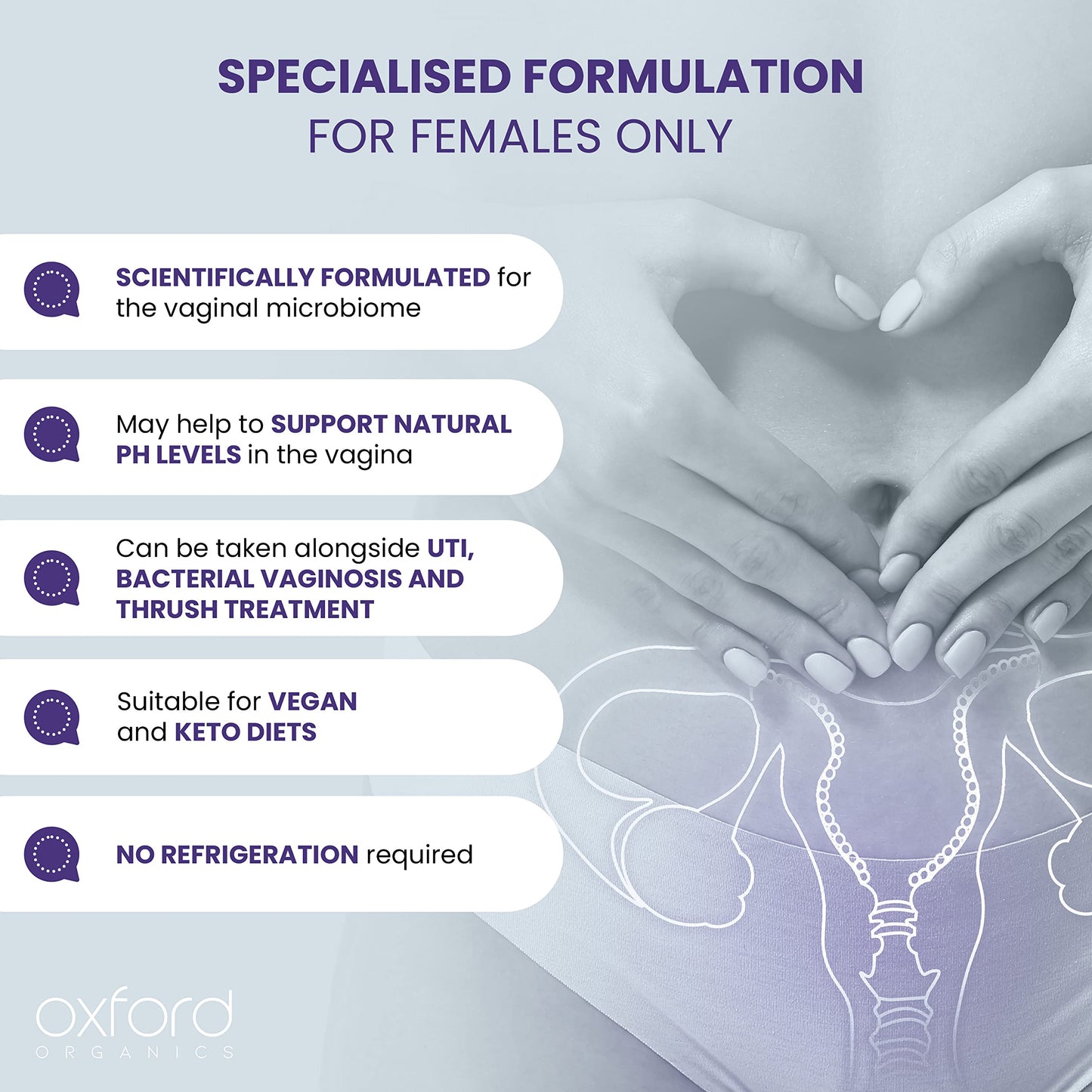 Advanced Probiotics for Women | Scientifically Formulated Vaginal Probiotics, Intimate Flora & UTI | 60 Specialised Capsules with 3 Billion Bacterial Cultures - 100 Billion CFU/g Source | Made in UK