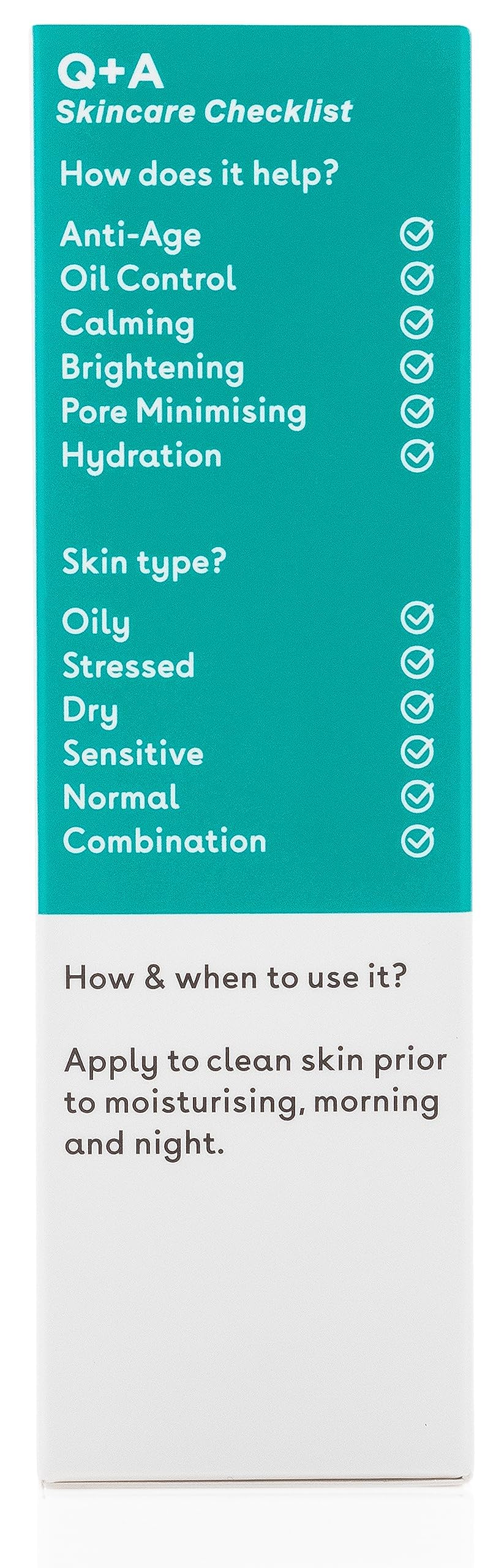Q+A Niacinamide Serum, a signature blend of Pineapple, Passionfruit, Peach, Goji Berry, and Cantaloupe Melon, rich in antioxidants, protects the skin whilst hydrating and balancing, 30ml