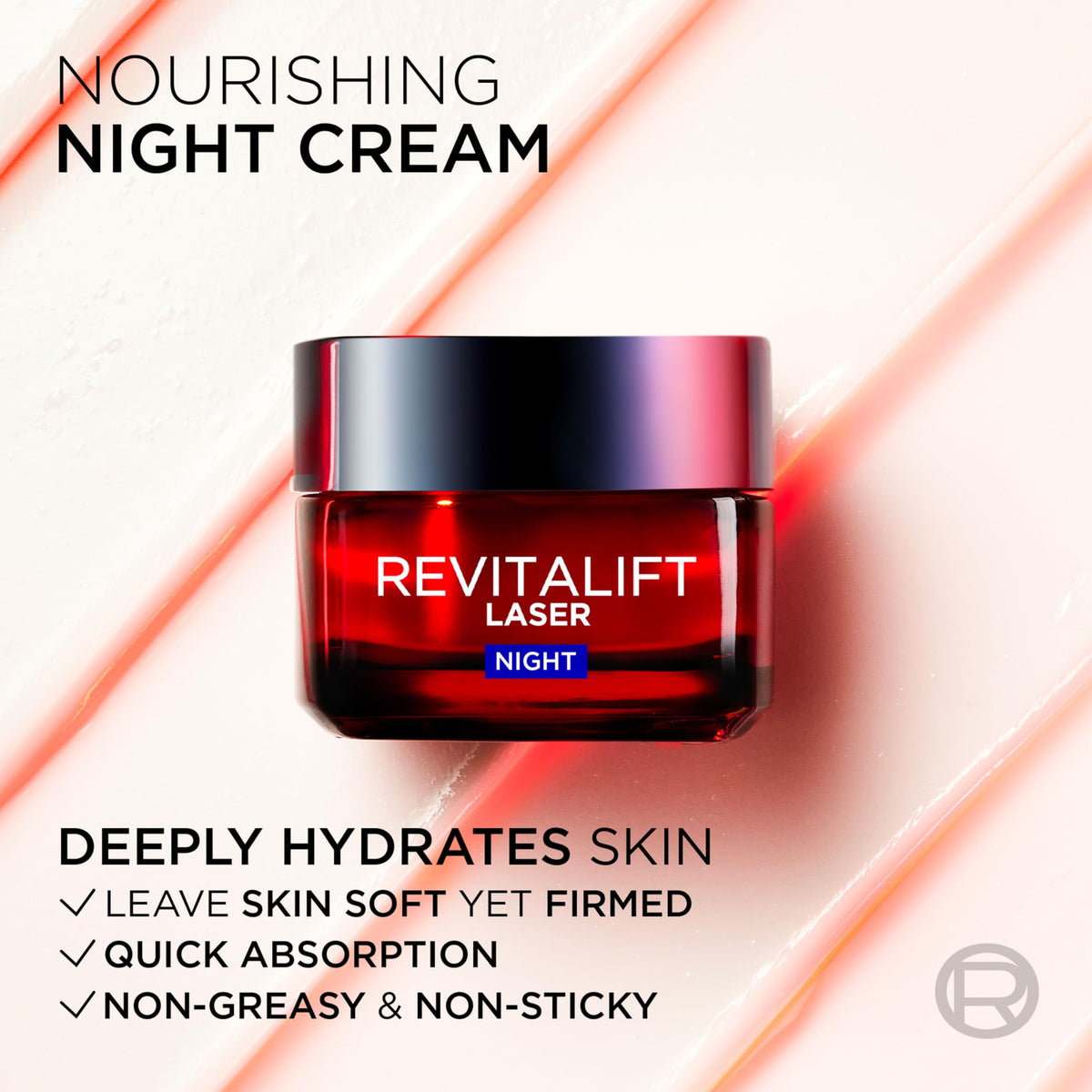 L'Oreal Paris L’Oréal Paris Laser Renew Triple Action Anti-Ageing Night Cream, Reduce Wrinkle Appearance, Moisturise and Boost Skin Radiance, Pro-Retinol, Hyaluronic Acid and Vitamin C, 50ml