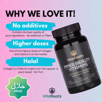 Vitaroots Inner Beauty Vitamins, with Marine Collagen, Retinol and Biotin