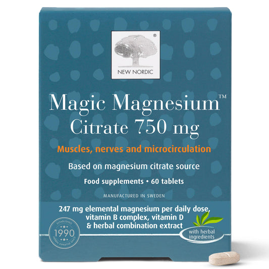 New Nordic Ltd New Nordic Magnesium Citrate 750mg Energy & Muscle Function B Vitamins 60ct