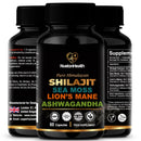 NUETONHEALTH Shilajit, Sea Moss, Lion's Mane, and Ashwagandha Capsules - Comprehensive All-in-One Wellness Supplement for Mind, Body, and Vitality - 60 Vegan Capsules by NuetonHealth UK