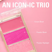 Revolution Beauty London Revolution, Blush Icon Palette, Cream & Pressed Powder Blusher, Highly Pigmented, Face Palette, Vegan & Cruelty-Free, 3 Shades, Hot Pink Flag