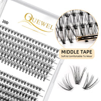 240Pcs Individual Lashes QUEWEL Cluster Lashes Individual Lash Extension 20D+30D D Curl Lashes Cluster DIY Look Like Eyelash Extensions Mix8-14mm at Home(20D+30D 0.07D MIX8-14mm)