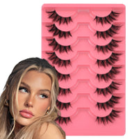 Mavphnee Half Lashes Natural Clear Band Eyelashes 3 4 False Lashes Wispy Fluffy Fox Style Half Eyelashes 8 Pairs Half Fake Eyelashes Pack