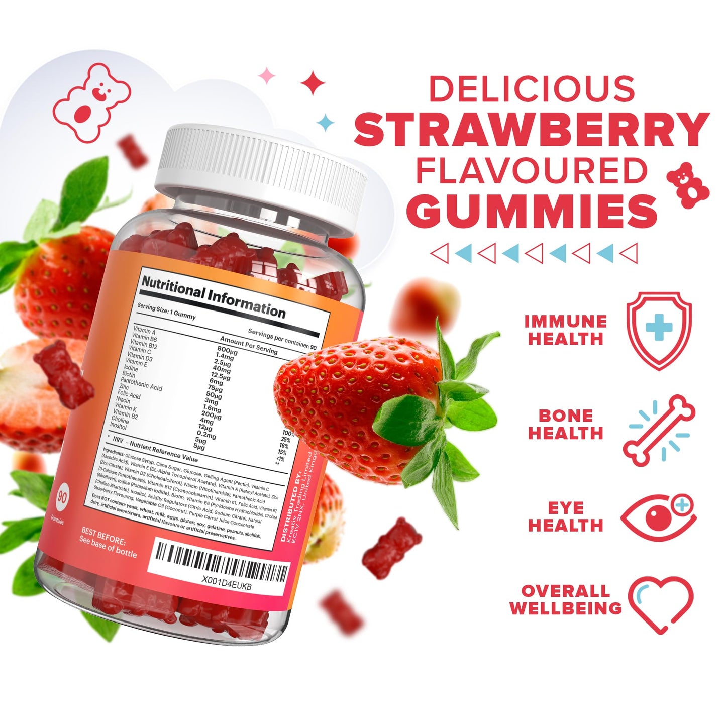 Vitammies Kids Vitamins | Kids Multivitamin Gummies | 3 Month Supply | 16 Essential Nutrients | Vitamin C, A, D3, B2, B6, B12, E, K, Biotin, Iodine, Zinc & More | Non-GMO, Vegetarian, Chewable, 90 Count, GMP