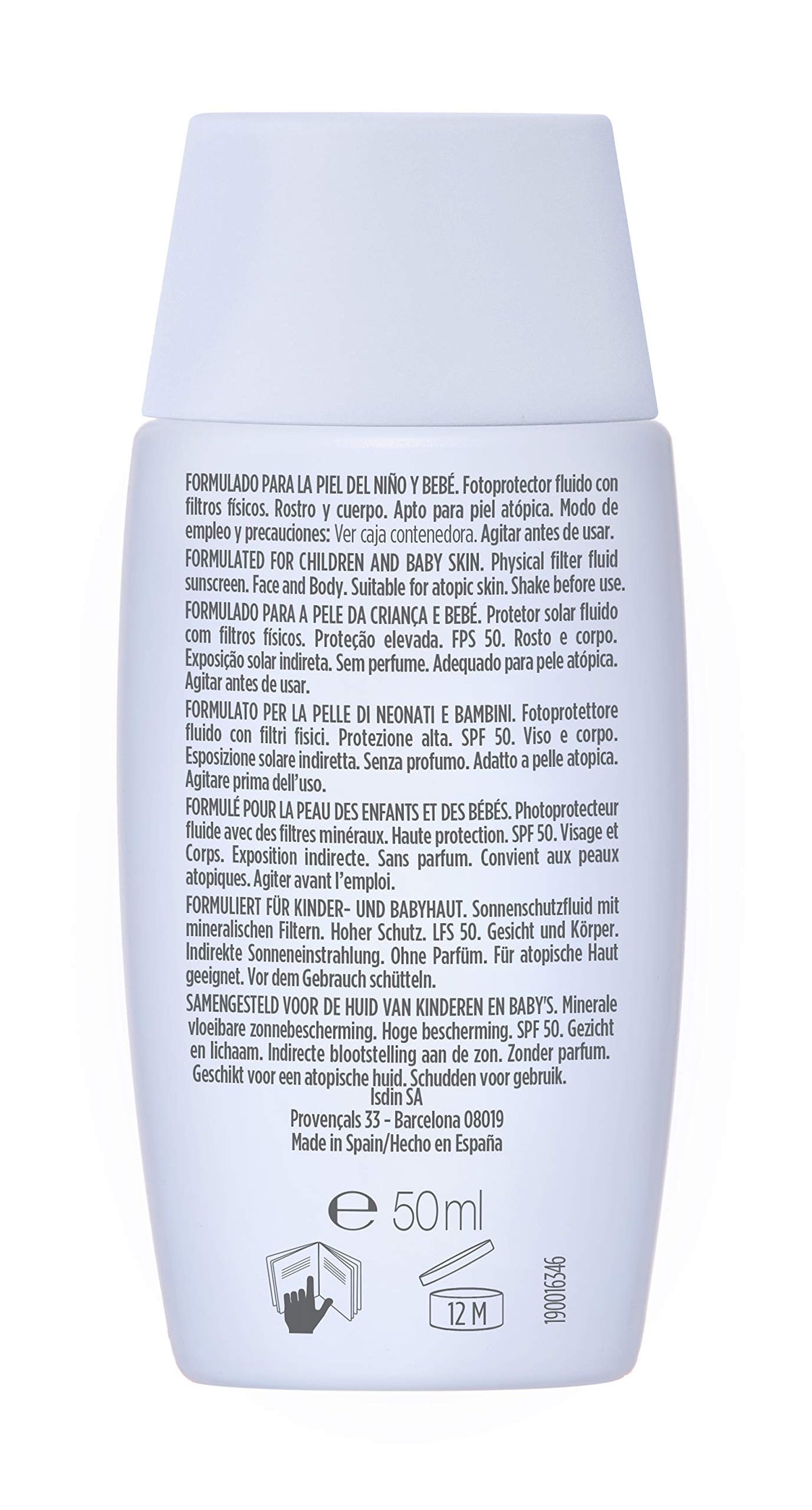 ISDIN Fotoprotector Fusion Fluid Mineral Baby SPF50 (50ml) | 100% mineral sunscreen specially formulated for children and babies' fragile skin