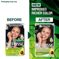 Garnier Nutrisse Permanent Hair Dye, Natural-looking, hair colour result, For All Hair Types, 1 Black