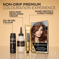 L'Oreal Paris Preference Hair Dye, Luminous Permanent Rich Hair Colour, Long Lasting Brilliance, Achieve Radiant, Salon-Inspired Results, Shade: 4.15, Caracas