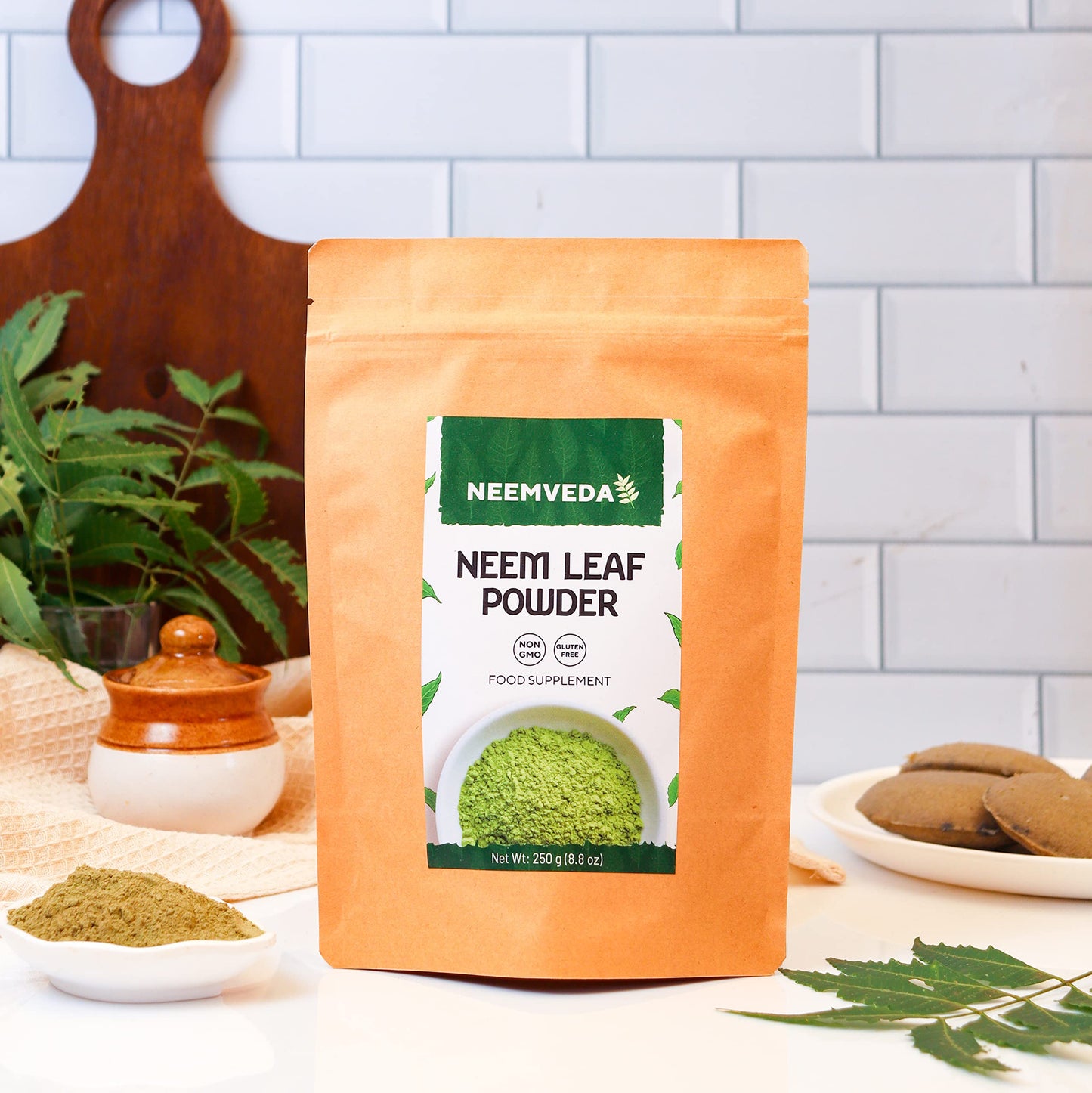 Neemveda Neem Leaf Powder 250 Grams (Azadirachta Indica) for Eating, Organically Grown, Premium Quality Neem Powder