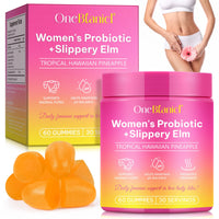 Probiotics for Women Gummies with Slippery Elm, Vegan Intimate Feminine Balance Probiotics Gummies Pineapple Flavor Supports pH Balance, Gut Health & Immune System 60 Gummies