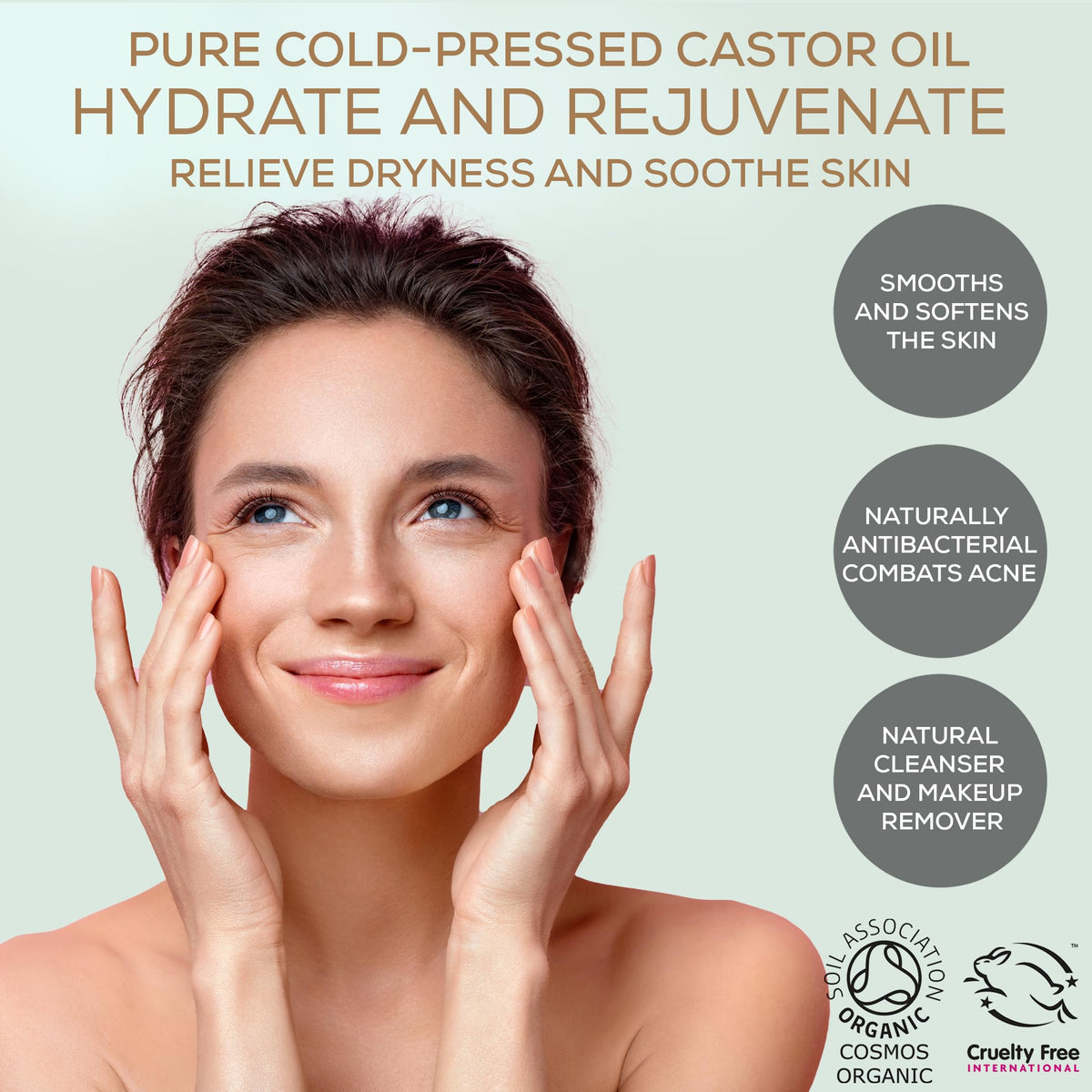 ALUCIA ORGANICS Pure Organic Castor Oil 50ml - Certified Organic Castor Oil for Hair, Eyelashes Eyebrows Scalp & Nails - Natural Cold Pressed Unrefined Carrier Base, Vegan & Cruelty-Free Hydrating Natural Skin Care