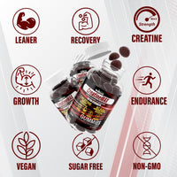 WellBoost Creatine MAX Gummies - 5000mg Creatine Monohydrate & 600mg BCAAs per Serving - Vegan, Sugar-Free Chewable Gummies with Strawberry & Banana Flavour - 90 Gummies (1 Month Supply)