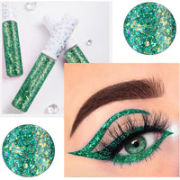 HAORQEE Green Glitter Eyeliner, Metallic Waterproof Long Lasting Smudge-Proof