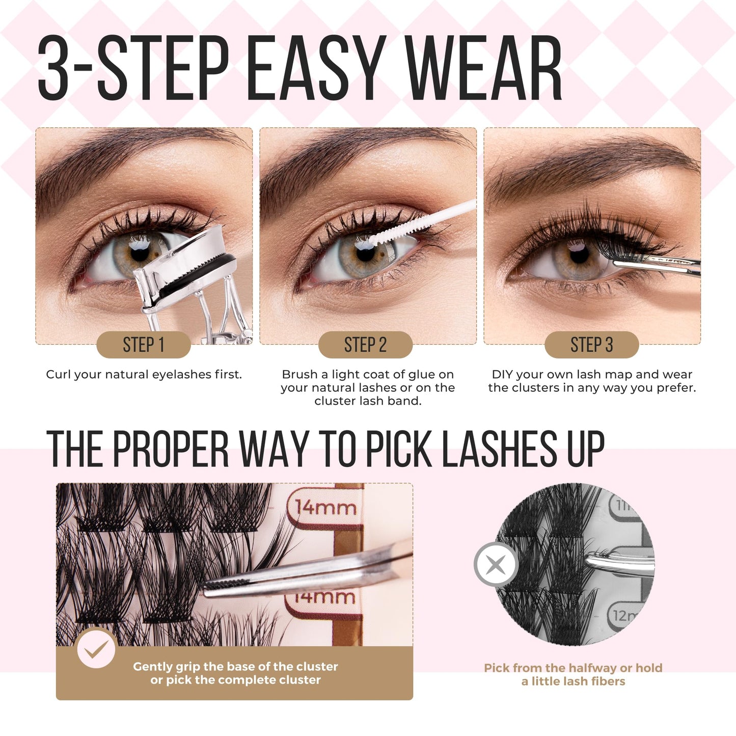 LASHVIEW Lash-Extension-Clusters 280pcs D Curl Lash Clusters Natural Look Cluster Lashes Extensions Super Thin Band & Soft Lashes Reusable 9-16mm MIX (100D)
