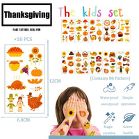 YAAVAAW Autumn Thanksgiving Temporary Tattoos for Boys,Girls,Kids,10 Sheets Kids Tattoos Fall Harvest Pumpkin Turkey Tattoo Stickers for Children's Stick on Tattoos Autumn Thanksgiving Theme Party Bag Filler