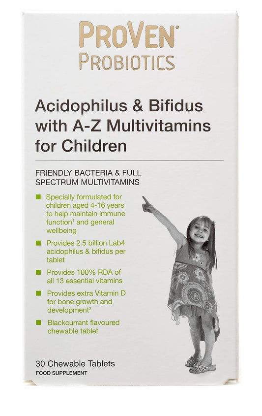 Proven Probiotics Lactobacillus and Bifidus with A-Z Multivitamins Child Tablets - Pack of 30