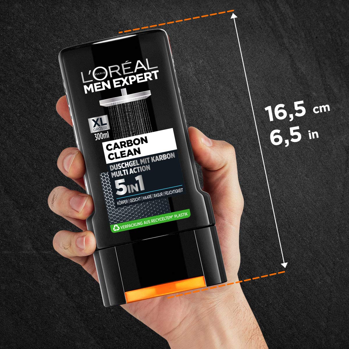 L’Oréal Paris men expert L'Oréal Men Expert Carbon Clean Shower Gel Cleanses Sensitive Men Skin (Face, Body and Hair) Moisturises Masculine Spicy Fragrance (1 x 300 ml)