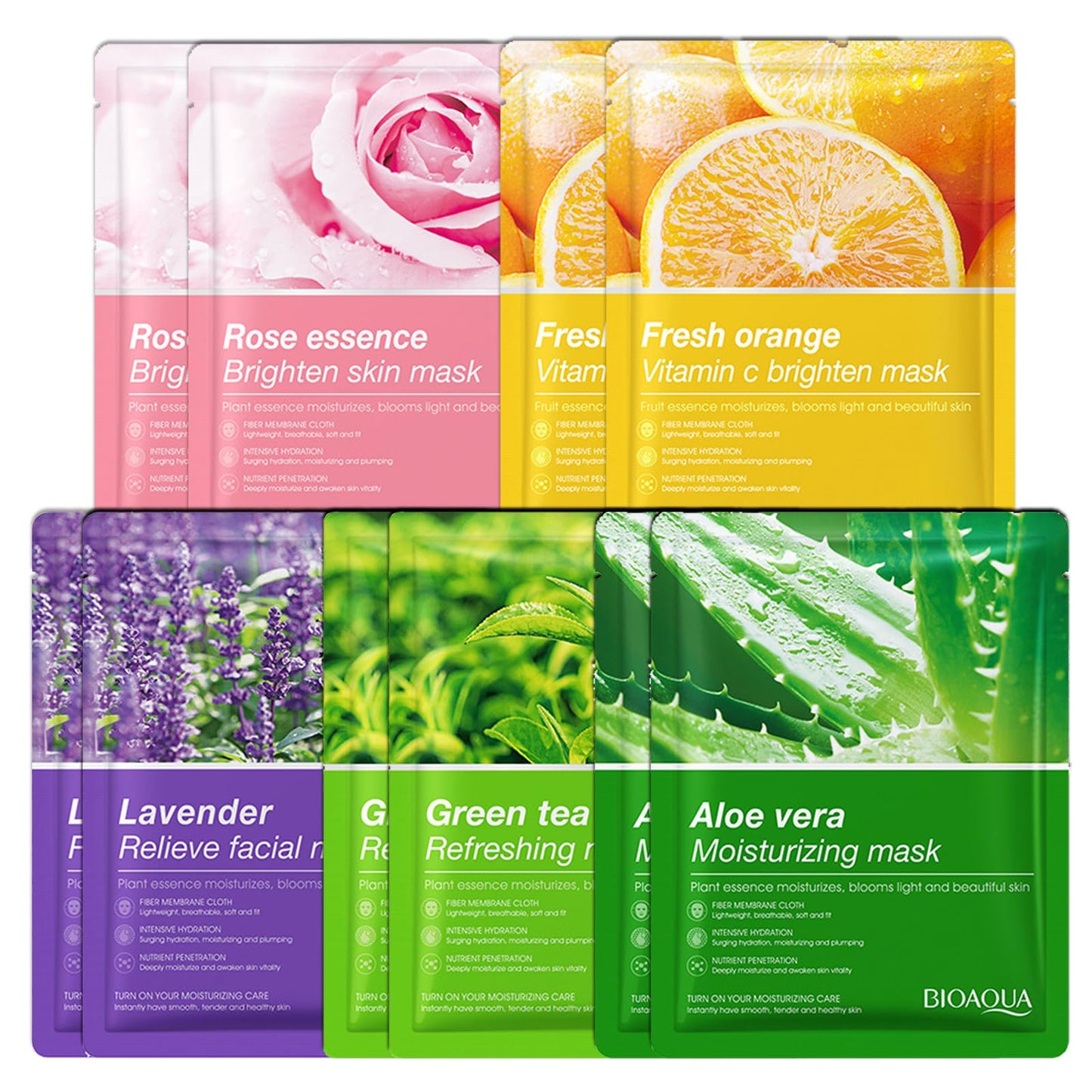 FANFALUV Sheet Mask,10 Pcs Fruit Extract Face Mask Set,Aloe Vera Gel Face Mask,Hydrating Face Mask,Face Masks Beauty-Improves Skin Face Care-Face Masks Skincare-Skin Care Sets For Women (10 Pack)