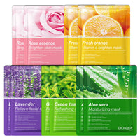 FANFALUV Sheet Mask,10 Pcs Fruit Extract Face Mask Set,Aloe Vera Gel Face Mask,Hydrating Face Mask,Face Masks Beauty-Improves Skin Face Care-Face Masks Skincare-Skin Care Sets For Women (10 Pack)