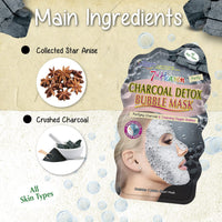 7th Heaven Charcoal Detox Bubble Sheet Mask with Purifying Charcoal, Collected Star Anise and Cleansing Oxygen Bubbles for a Brighter Complexion - Ideal for All Skin Types