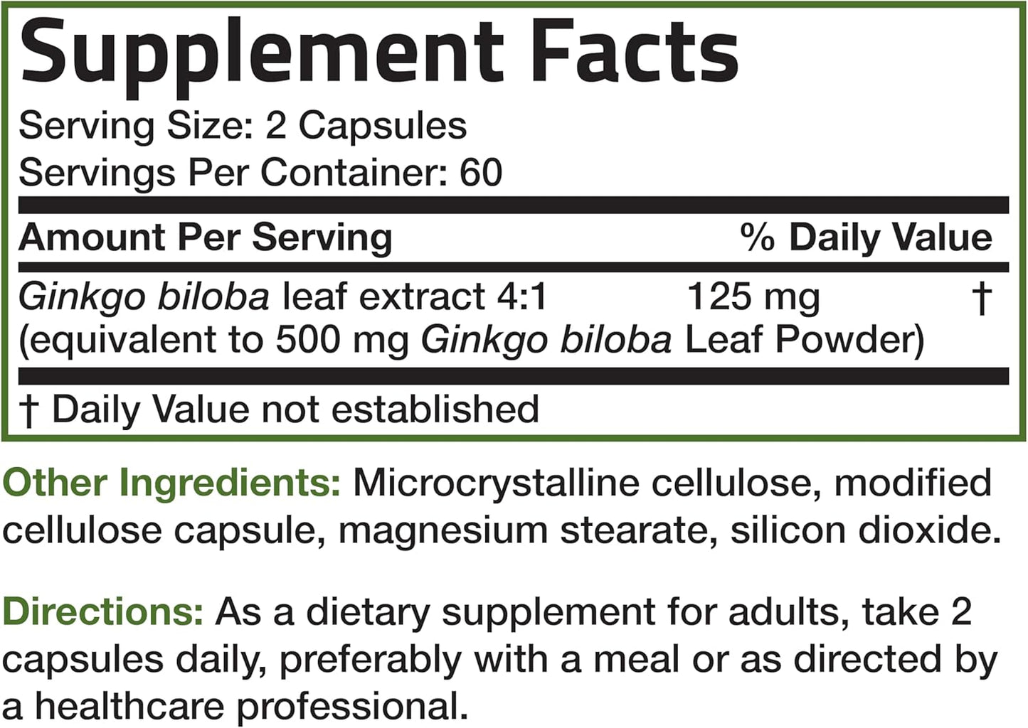 Bronson Ginkgo Biloba Extra Supports Brain Function & Memory Support, 120 Vegetarian Capsules