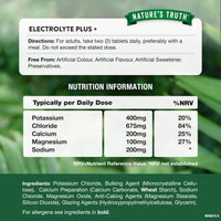 Nature's Truth Electrolyte Tablets - Complex with Potassium, Chloride, Calcium, Magnesium and Sodium - Powder Alternative - 60 Tablets - Vegan