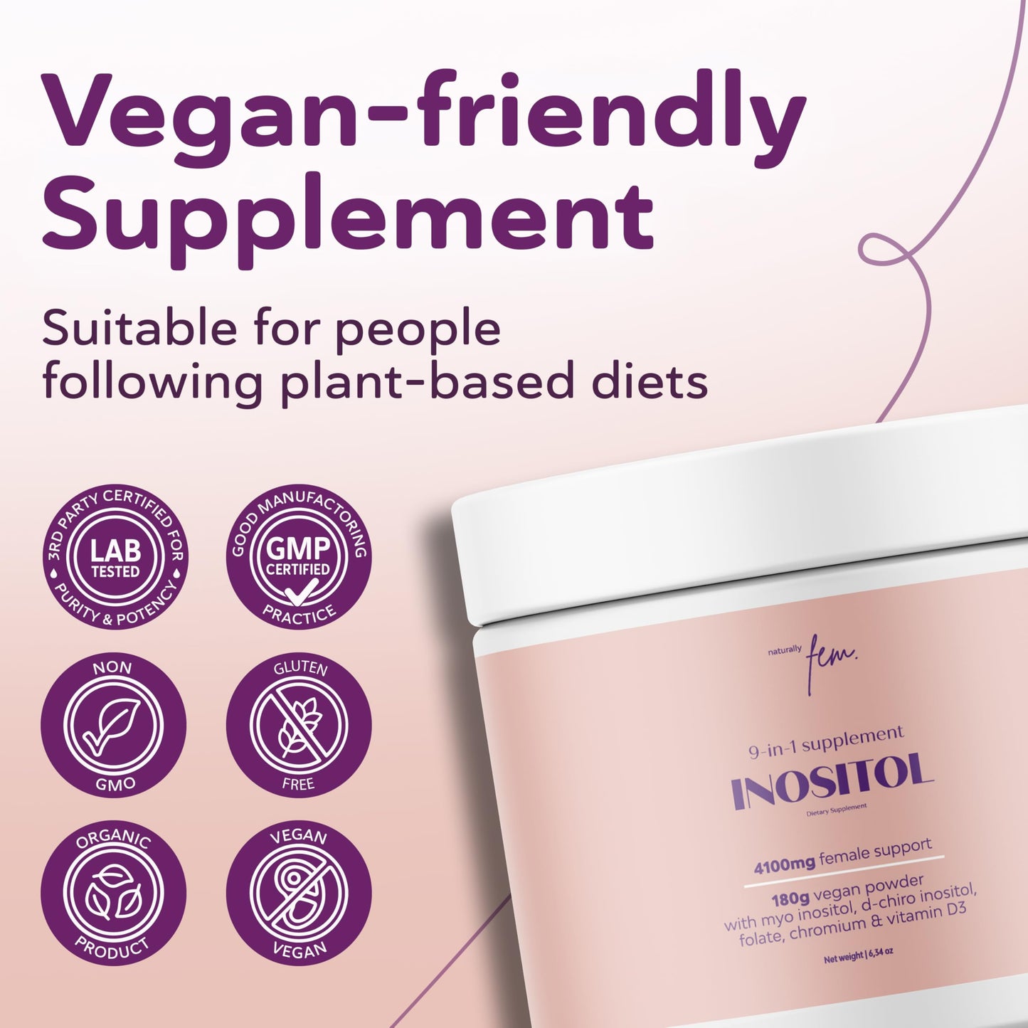 QSTA 4100MG D-Chiro & Myo Inositol Powder - Metabolic Function, Hormonal Balance and Mental Wellbeing - 9-in-1 with Folate 5-MTHF, Chrome, Zinc, Vitamin B6, B12 & D3. PCOS Supplement