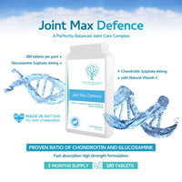 Joint Max Defence - 900mg,180 Tablets of Glucosamine Sulphate & Chondroitin Sulphate – A Perfectly Balanced Super Strength Complex -Glucosamine Chondrotin Complex with Vitamin C - UK Manufactured