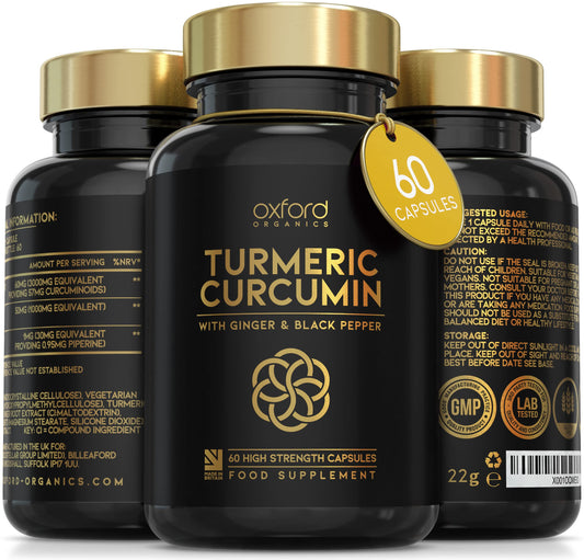 Advanced Turmeric Capsules High Strength 3000mg, Ginger & Black Pepper | ONE per Day | 2 Month Supply | Turmeric and Black Pepper Capsules Locally Made in UK | Turmeric Powder Joint Care Supplements