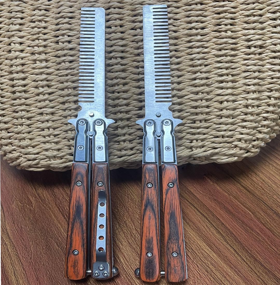DYBADYSA 1 Pcs Metal Stainless Steel Durable Folding Butterfly Comb Gift Set