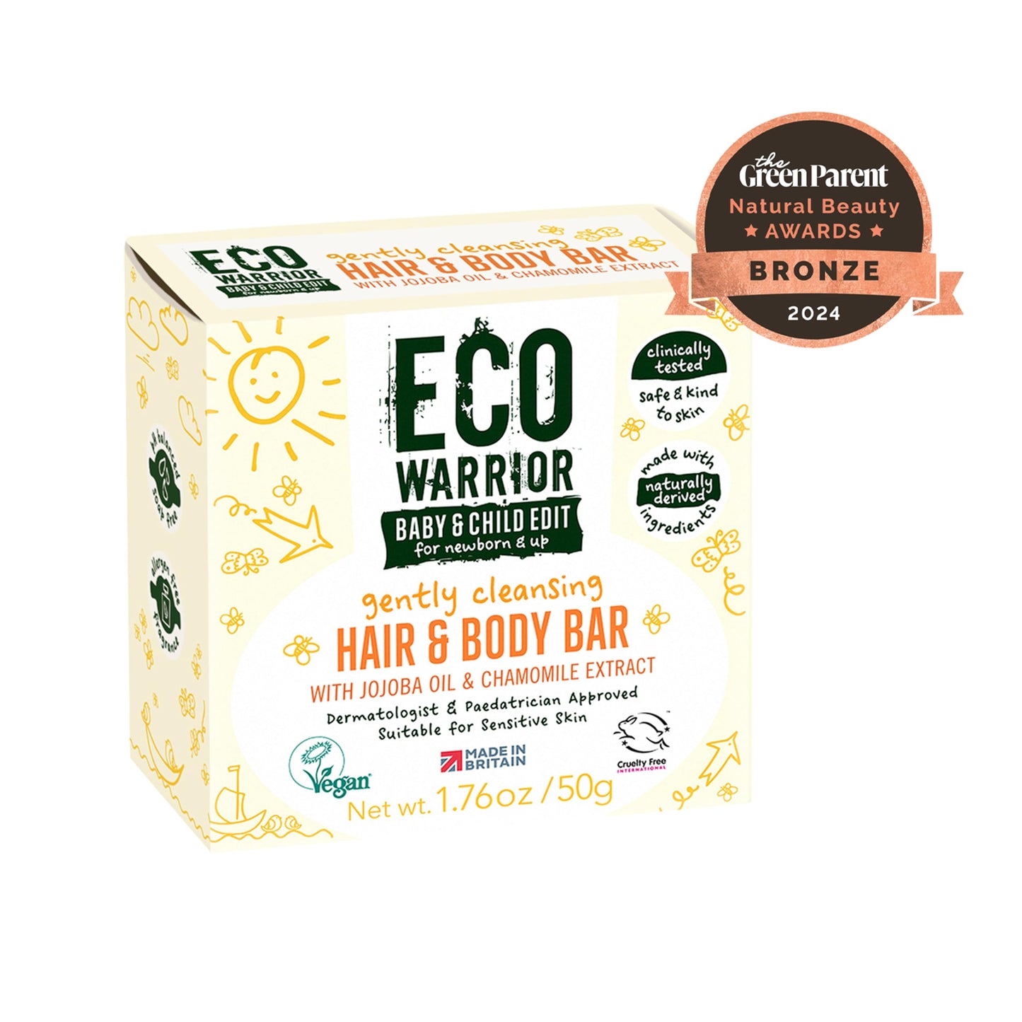 Little Soap Company Eco Warrior Baby & Child 2-in-1 Hair & Body Bar, Orange Blossom, Vegan, 50g