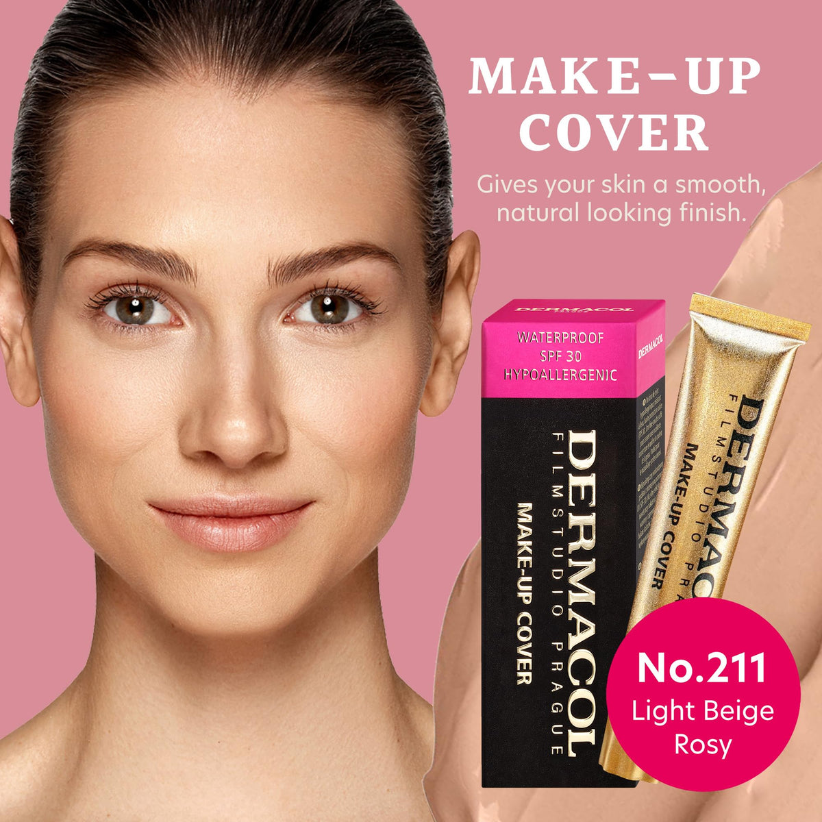 Dermacol - Mini Full Coverage Foundation 13g, Liquid Makeup Matte Foundation with SPF 30, Waterproof Foundation for Oily Skin, Acne, & Under Eye Bags, Long-Lasting Makeup Products Shade - 211